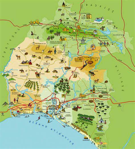 Mapa de la provincia de Huelva y su patrimonio cultural