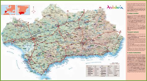 Mapa de Andalucía con productos típicos