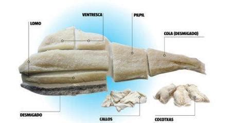 Diferentes cortes de bacalao