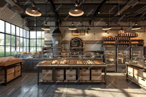 Interior de panadería con productos