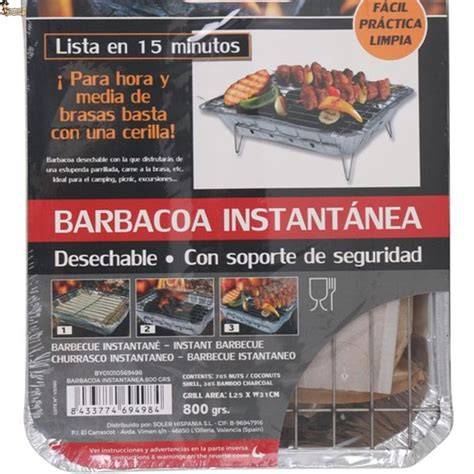 Barbacoa desechable lista para usar con todos sus componentes