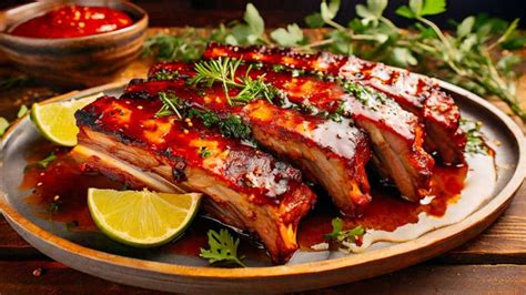 Aplicando salsa BBQ a las costillas