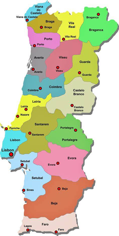 Mapa de Portugal destacando las regiones con tradición de bacalao