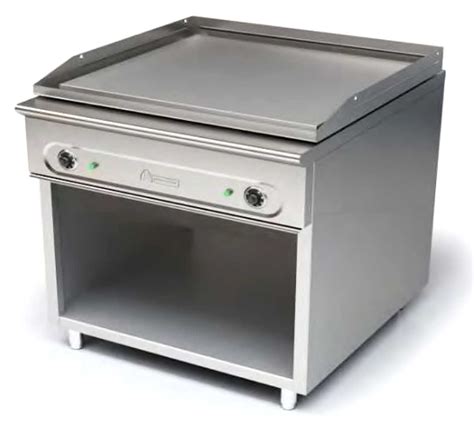 Fry top eléctrico con superficie lisa y ondulada
