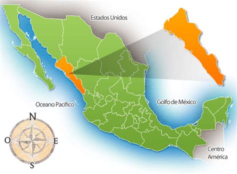 Mapa de México con Sinaloa resaltado