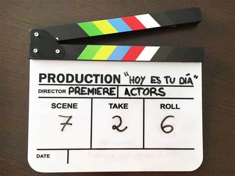 Claqueta de cine con datos