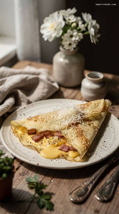 Crepes carbonara emplatadas