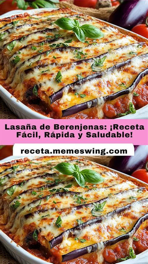 Lasaña de berenjena recién horneada en una fuente rectangular