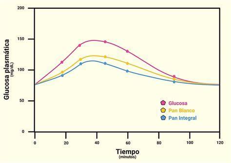 Gráfico comparativo de la respuesta glucémica del pan en diferentes preparaciones
