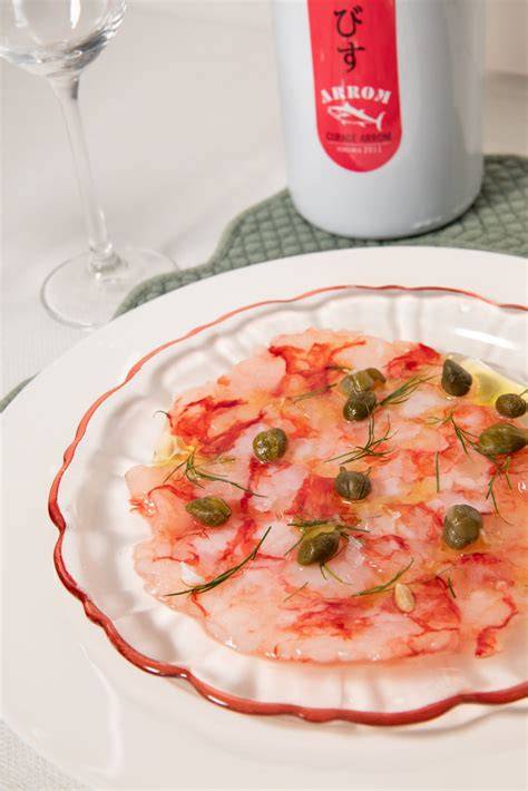 Carpaccio de carabinero listo para emplatar