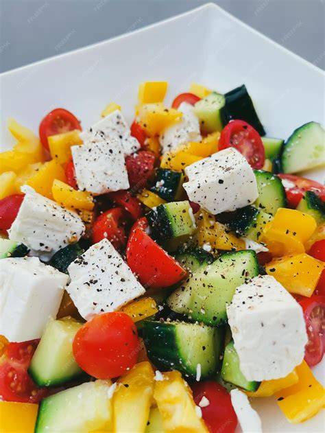 Queso feta y verduras frescas