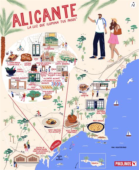 Mapa de Alicante con puntos de interés de panaderías