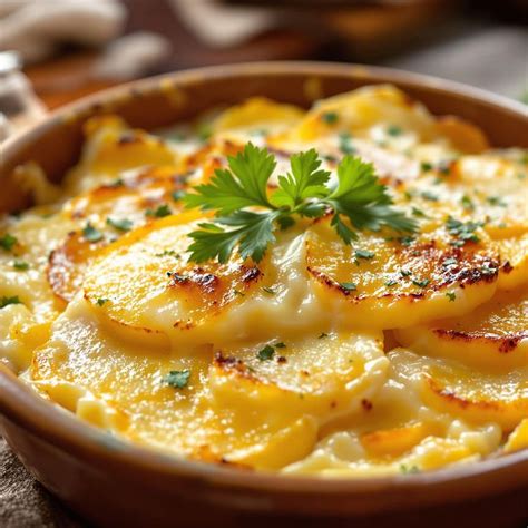 Gratinado de patatas con espárragos y bechamel