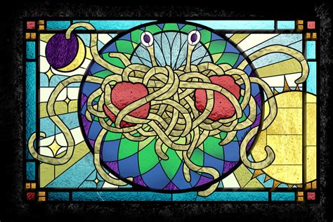 Ilustración de la creación del universo por el Monstruo de Espagueti Volador
