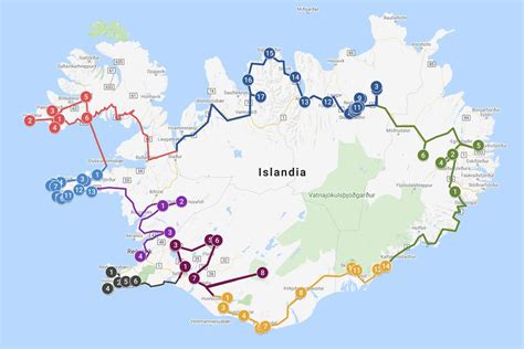 Mapa de Islandia con rutas de pesca