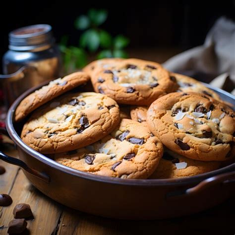 bandeja de galletas de chocolate recién horneadas