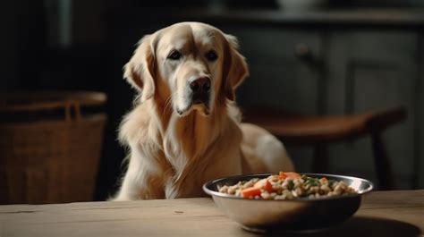Perro mirando con curiosidad comida de humanos en la mesa