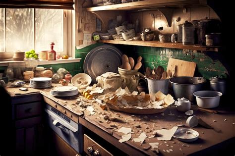 Ilustración de Helen Cooper mostrando el desorden en la cocina