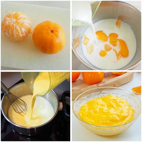 Preparación de la crema de mandarina en un cazo