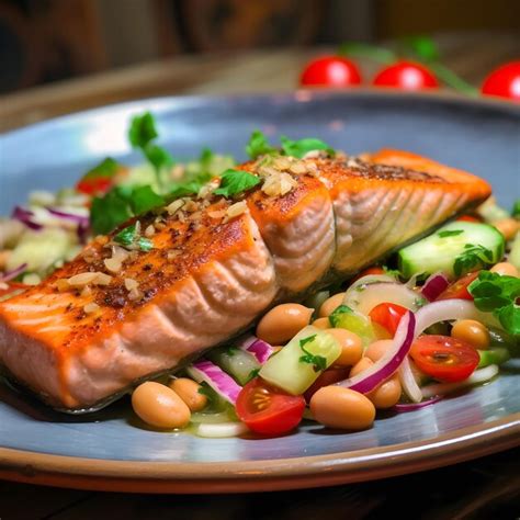 Salmón vegano en un plato con guarnición