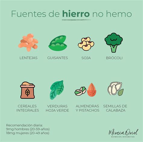Comparativa de alimentos con hierro hemo y no hemo