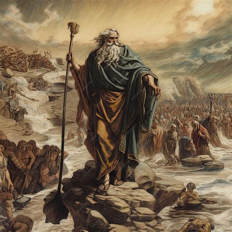 Pintura de Moisés liderando a los israelitas en el Éxodo