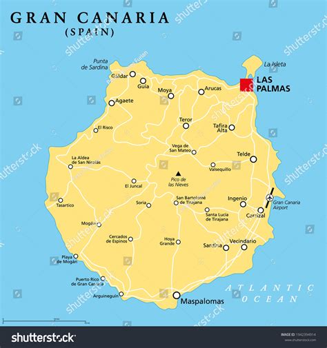 Mapa de Gran Canaria destacando Las Palmas y principales zonas turísticas