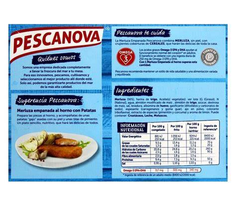 Tabla nutricional figuritas merluza Pescanova