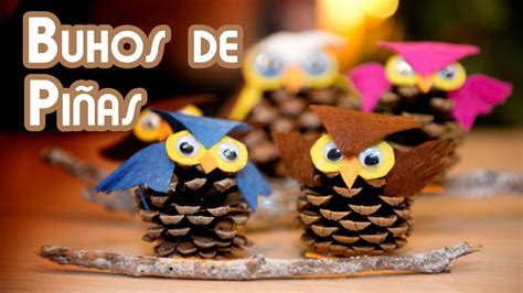Manualidad de un búho hecho con piñas