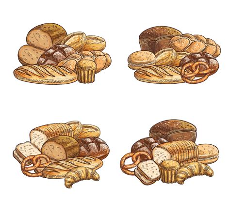 Iconos de pan, pasteles y bollería