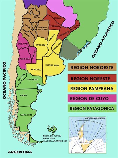 Mapa de Argentina con las regiones y tipos de empanadas