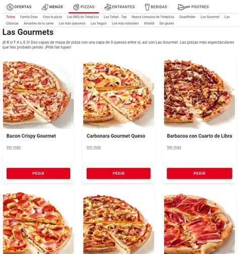 Variedad de pizzas Telepizza