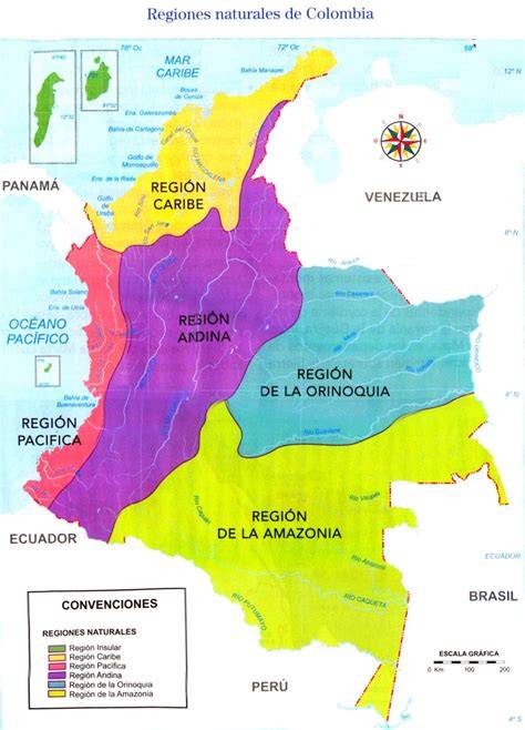 Mapa de las regiones gastronómicas de Colombia