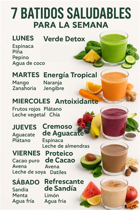 Infografía con los ingredientes de los batidos saludables