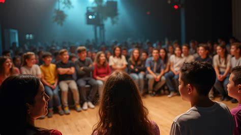 Jóvenes participando en un foro internacional