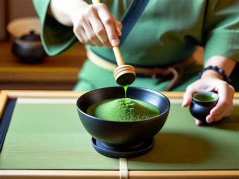 Monje preparando té matcha en una ceremonia tradicional japonesa