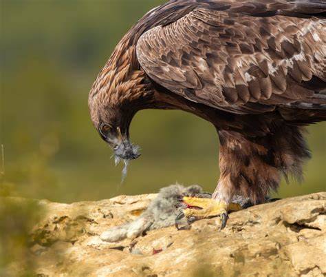Águila real cazando en un coto intensivo