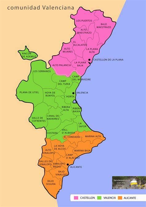 Mapa de la Comunidad Valenciana destacando Castellón