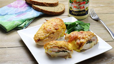 Pechugas de pollo gratinadas con mayonesa y queso