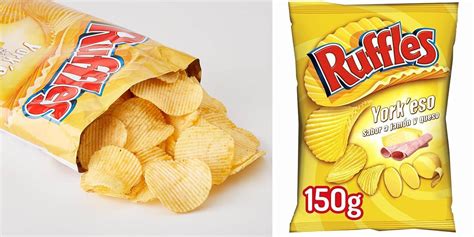 Comparación de la forma de las patatas Ruffles con otras patatas fritas