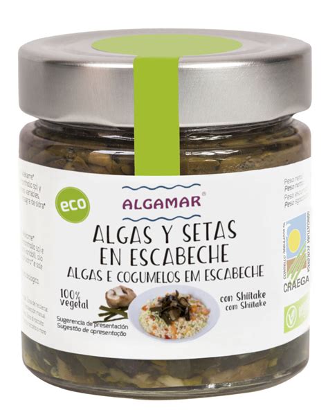 Tabla nutricional de algas y setas en escabeche