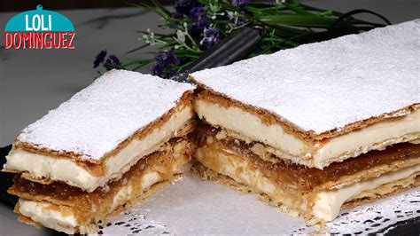 Milhojas de hojaldre con requesón y melocotón
