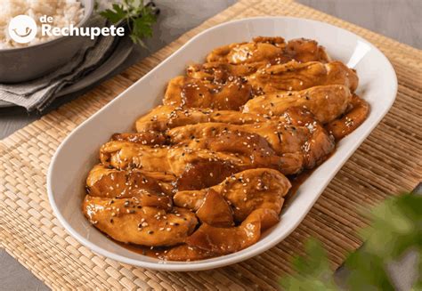 Pechugas de pollo glaseadas con salsa de soja y miel