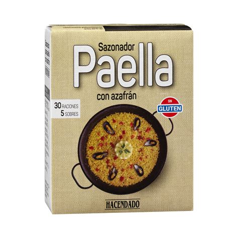 Ingredientes para paella incluyendo el preparado de Hacendado