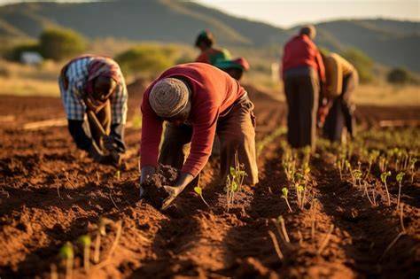 Imagen de agricultores realizando la siembra manual de alubias