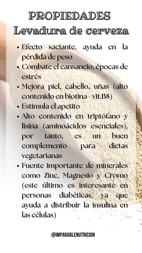 Gráfico de los beneficios de la levadura de cerveza