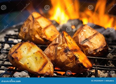 Patatas asándose en las brasas de una fogata