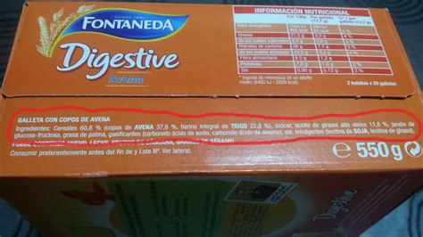 Ingredientes típicos de galletas digestive