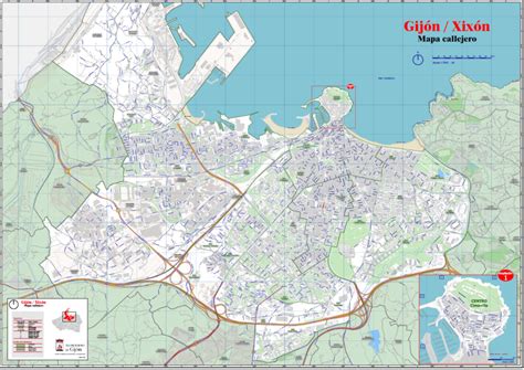 Mapa de Gijón destacando las ubicaciones de las sidrerías y restaurantes mencionados en la guía