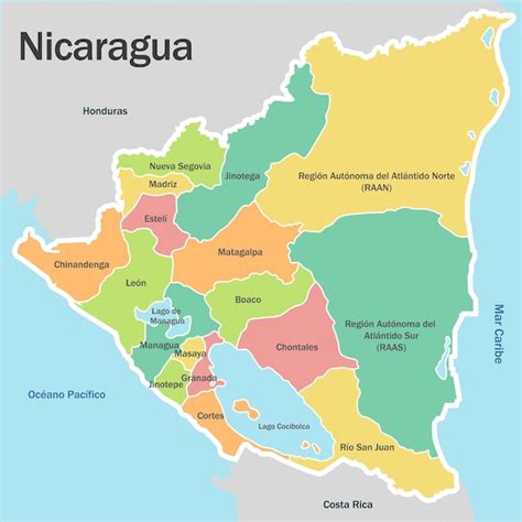 Mapa de Nicaragua con Jinotepe resaltado